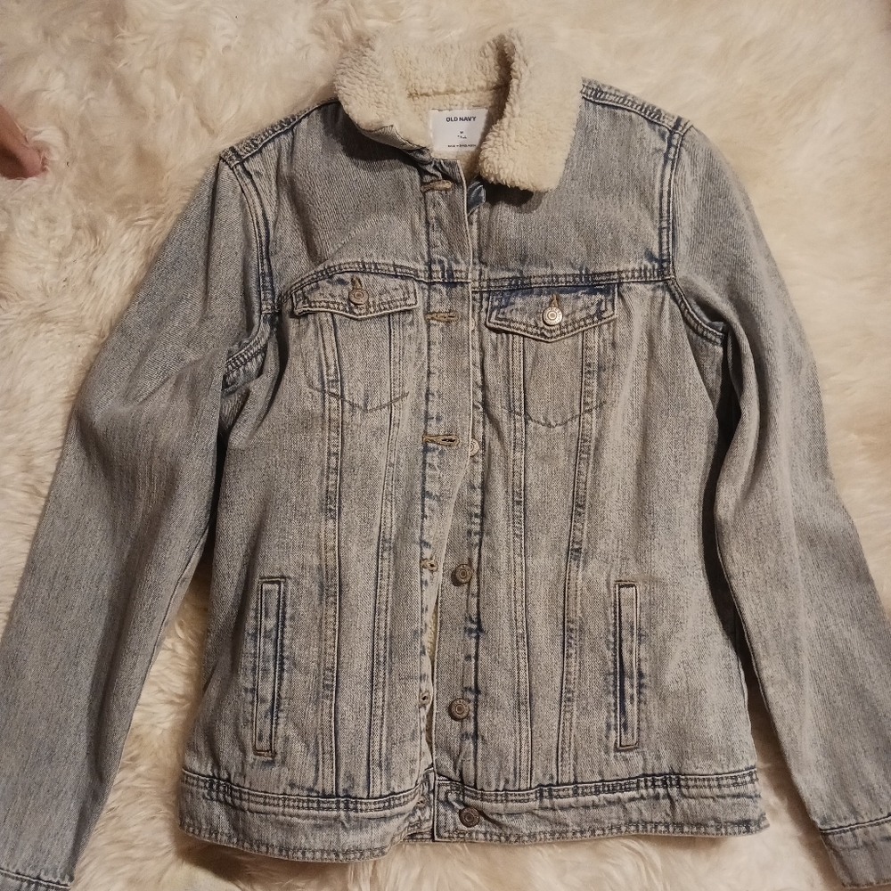 Old Navy sherpa lined acid washed jacket